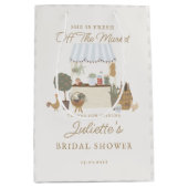 青い農家の市場フレッシュ ブライダルシャワーのお土産 ミディアムペーパーバッグ (正面)