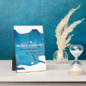 青い農村の水彩画のジーンズの質感を追加 名前 タイトル フォトプラーク (側面)