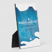 青い農村の水彩画のジーンズの質感を追加 名前 タイトル フォトプラーク (側面)