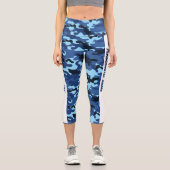 青い迷彩のパーソナライズ カプリレギンス (正面)