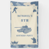 青い迷彩の兵士の軍隊の誕生日  横断幕 (縦)