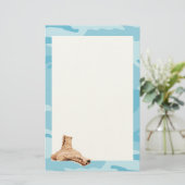 青い迷彩柄と戦闘靴 便箋 (スタンド正面)