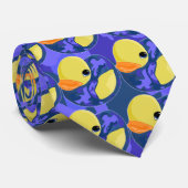 青い迷彩柄のゴムアヒルちゃん ネクタイ (ロール)