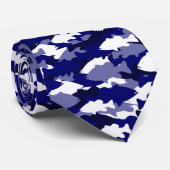 青い迷彩柄の低音の魚釣り ネクタイ (ロール)