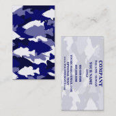 青い迷彩柄の低音の魚釣り 名刺 (正面/裏面)