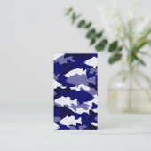 青い迷彩柄の低音の魚釣り 名刺 (スタンド正面)