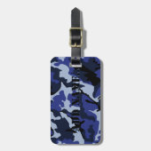 青い迷彩柄は名前、革バンドが付いている荷物のラベルを加えます ラゲッジタグ (正面縦)