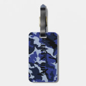 青い迷彩柄は名前、革バンドが付いている荷物のラベルを加えます ラゲッジタグ (裏面縦)