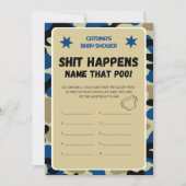 青い迷彩柄ベビーシャワー – 編集可能な名前、5x7 Invitat 招待状 (正面)