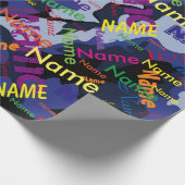 青い迷彩柄名前の追加カスタム紙 ラッピングペーパー (角)