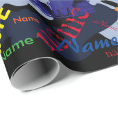 青い迷彩柄名前の追加カスタム紙 ラッピングペーパー (ロールコーナー)