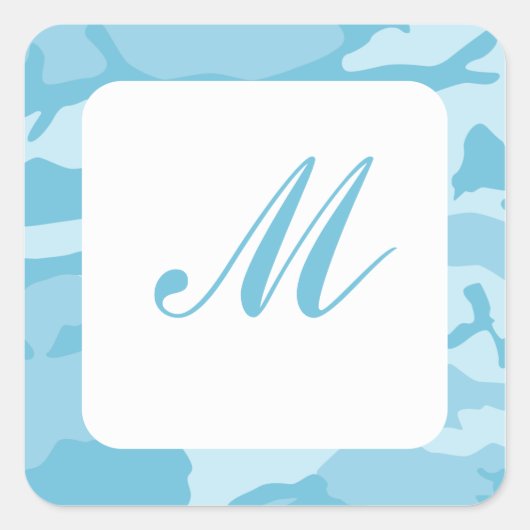 青い迷彩柄封筒用シール スクエアシール (正面)