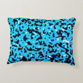 青い迷彩柄抽象芸術パターン アクセントクッション (裏面)