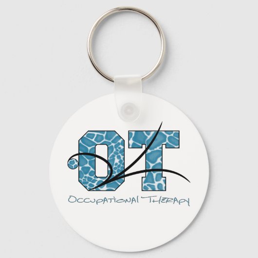 青い迷彩柄(スクロール) キーホルダー (正面)