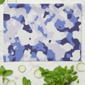 青い迷彩模様 キッチンタオル (折り畳み)