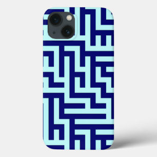 青い迷路アートパターン iPhone 13ケース