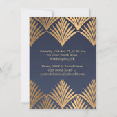 青い退職パーティーのアール・デコの金葉 招待状 (裏面)