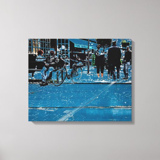 青い通り表示 キャンバスプリント (正面)