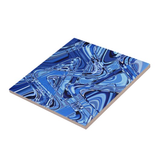 青い道路の波 タイル (側面)