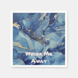 青い遠くに大理石をモノグラムの | スタンダードカクテルナプキン