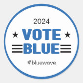 青い選挙運動メッセージを投票する ラウンドシール (正面)