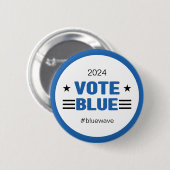 青い選挙運動メッセージを投票する 缶バッジ (正面&裏面)