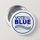 青い選挙運動メッセージを投票する 缶バッジ (正面&裏面)