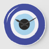 青い邪悪な目の保護 ラージ壁時計 (正面)