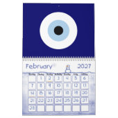 青い邪悪な目の幸運と保護のシンボル カレンダー (2月 2027)