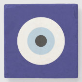 青い邪悪な目の幸運と保護のシンボル ストーンコースター (正面)