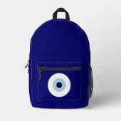 青い邪悪な目の幸運と保護のシンボル プリントバックパック (正面)
