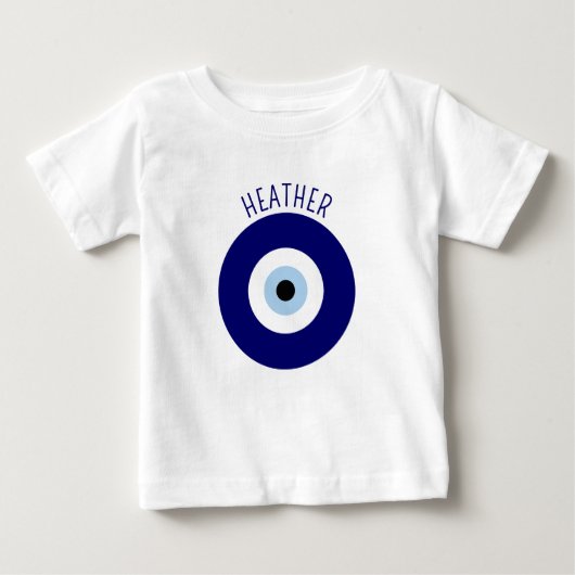 青い邪悪な目の幸運と保護のシンボル ベビーTシャツ (正面)