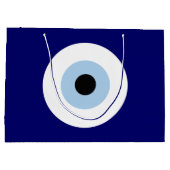 青い邪悪な目の幸運と保護のシンボル ラージペーパーバッグ (裏面)