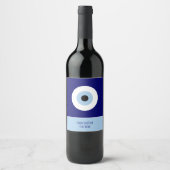 青い邪悪な目の幸運と保護のシンボル ワインラベル (正面)