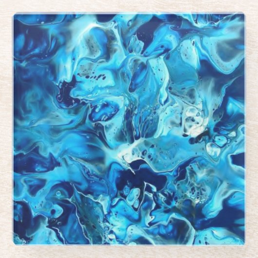 青い部分の陰2つのガラスのコースター ガラスコースター (正面)