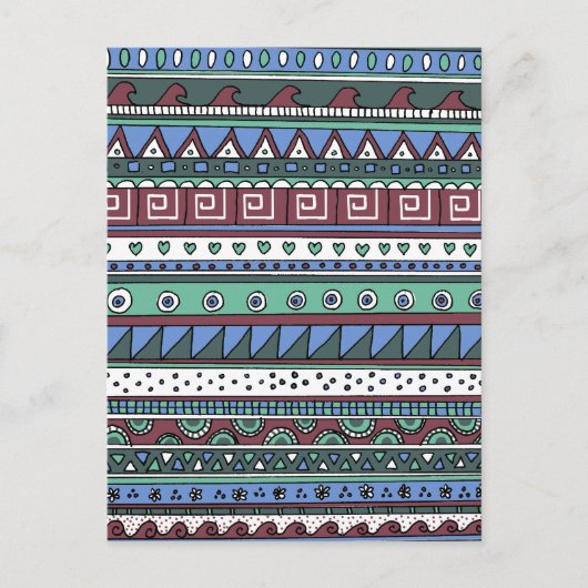 青い部族模様 ポストカード (正面)