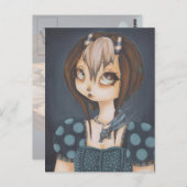 青い郵便はがきのゴシック様式妖精のドラゴン ポストカード (正面/裏面)