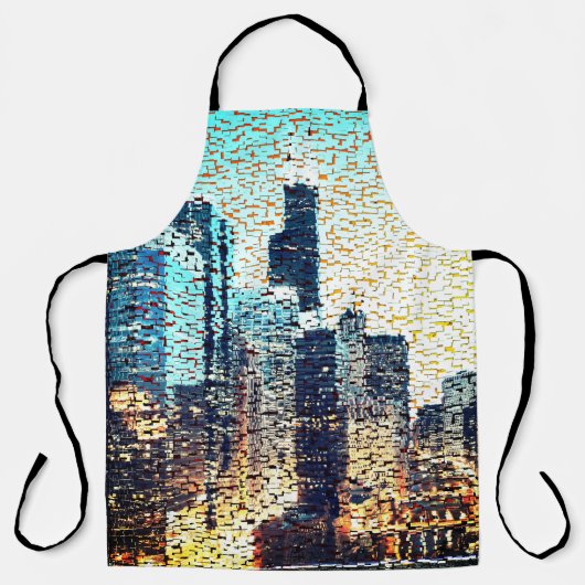 青い都市建物モザイクスタイルとレリーフ、 浮き彫り エプロン (正面)