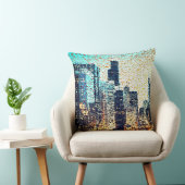 青い都市建物モザイクスタイルとレリーフ、 浮き彫り クッション (椅子)