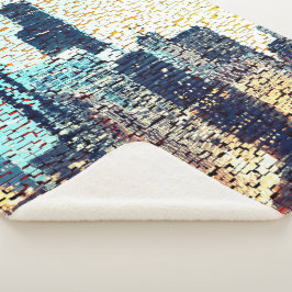 青い都市建物モザイクスタイルとレリーフ、 浮き彫り シェルパブランケット