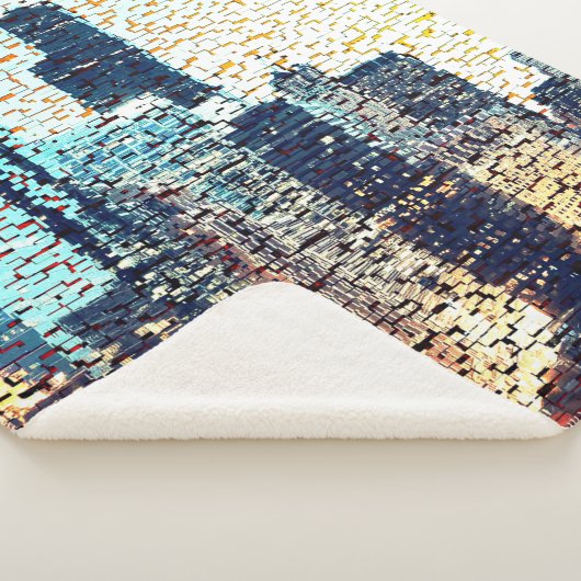 青い都市建物モザイクスタイルとレリーフ、 浮き彫り シェルパブランケット (3/4)