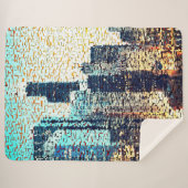 青い都市建物モザイクスタイルとレリーフ、 浮き彫り シェルパブランケット (正面(横))