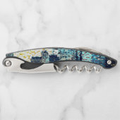 青い都市建物モザイクスタイルとレリーフ、 浮き彫り ソムリエナイフ (正面)