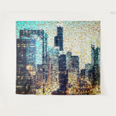 青い都市建物モザイクスタイルとレリーフ、 浮き彫り タペストリー (正面(横))