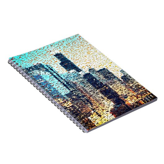 青い都市建物モザイクスタイルとレリーフ、 浮き彫り ノートブック (右側)