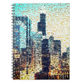 青い都市建物モザイクスタイルとレリーフ、 浮き彫り ノートブック (正面)