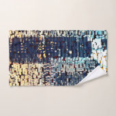 青い都市建物モザイクスタイルとレリーフ、 浮き彫り バスタオルセット (ハンドタオル)