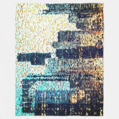 青い都市建物モザイクスタイルとレリーフ、 浮き彫り フリースブランケット (正面)