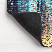 青い都市建物モザイクスタイルとレリーフ、 浮き彫り マウスパッド (コーナー)