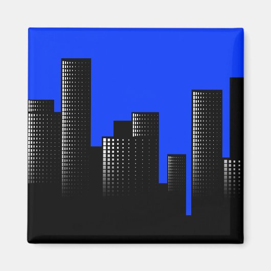 青い都市景観 マグネット (正面)
